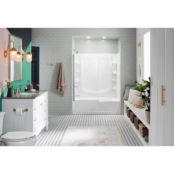 Sterling 30 In W X 60 H 3 Piece Direct To Stud Alcove Wall Surround White 71474700 0 The Home Depot To Stud Alcove Wall Surround, Sterling Traverse Tub Surround Reviews