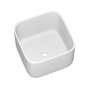 16 in. Square Solid Surface Bathroom Sink in White