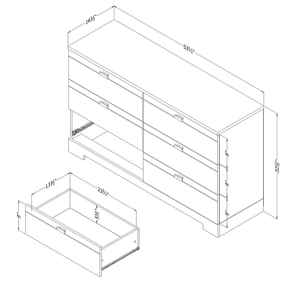 Black Oak Double Dresser with Extra Deep Drawers
