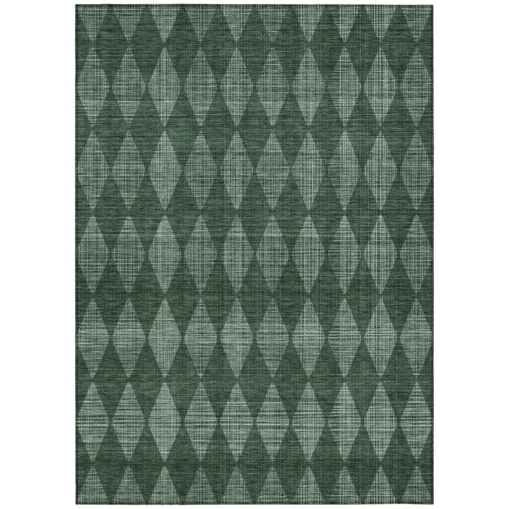 Olive Green, Charcoal 5 ft. x 8 ft. Woven Geometric Polyester Rectangle Indoor / Outdoor Area Rug price history on PriceWatchPro