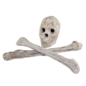 Skull and Crossbones Ceramic Fire Pit Decoration for Fire Pits and Fireplaces