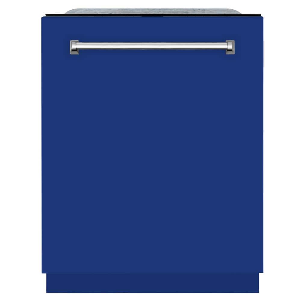 ZLINE Kitchen and Bath Monument Series 24 in. Top Control 6-Cycle Tall Tub Dishwasher with 3rd Rack in Blue Gloss