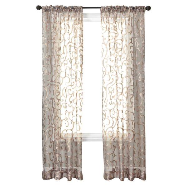null Sheer Taupe Amalfi Rod Pocket Curtain - 54 in.W x 96 in. L