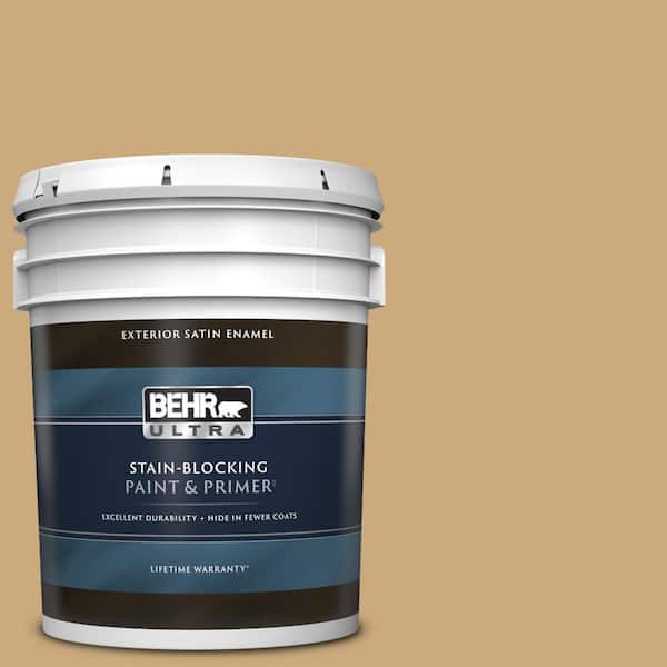 BEHR ULTRA 5 gal. #S300-4 Flax Straw Satin Enamel Exterior Paint & Primer