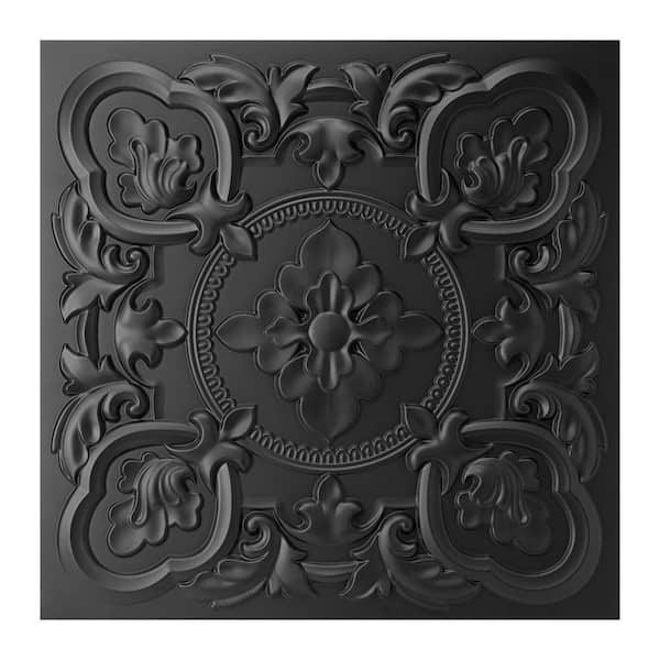 Black 2 ft. x 2 ft. Decorative Drop In Ceiling Tile, Square Edge Lay-In Ceiling Tile (48 sq. ft. /Case)
