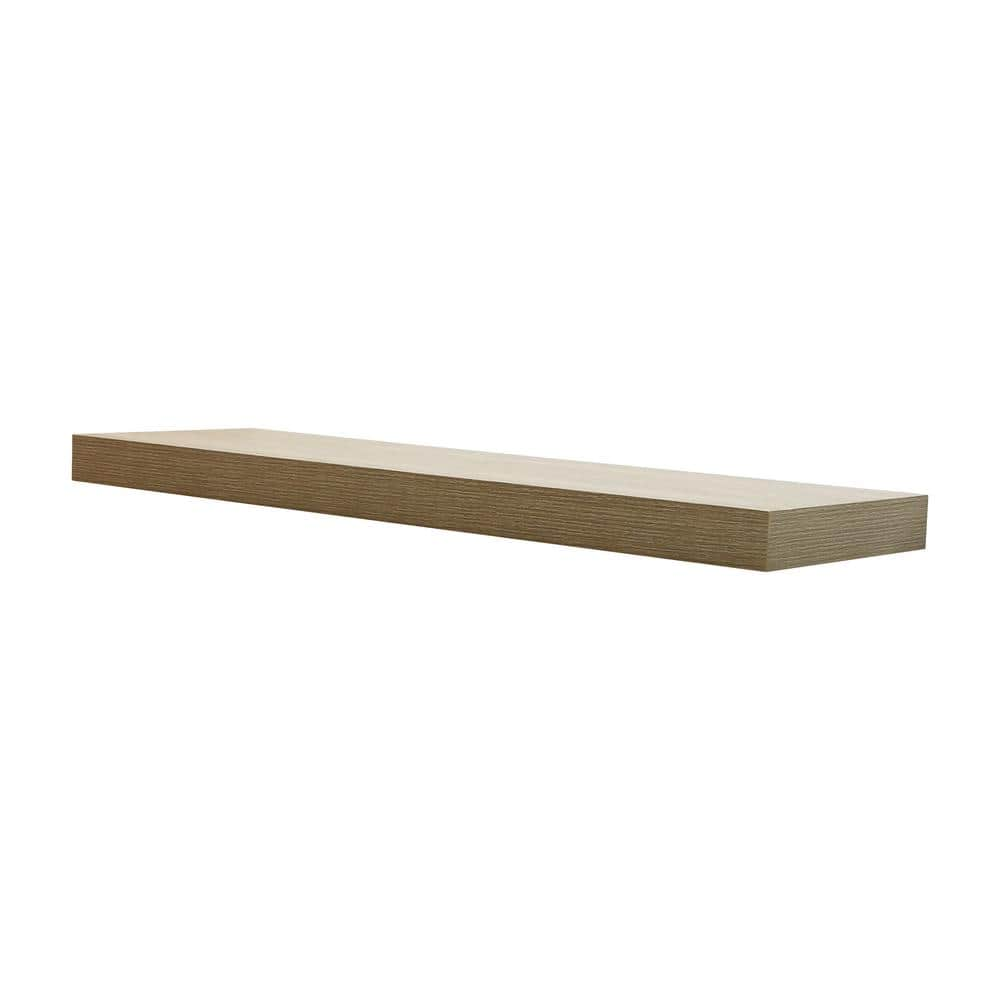 35.4 in. W x 10.2 in. D x 2 in. H Driftwood Gray Oak Floating Shelf** small crack on back of shelf **