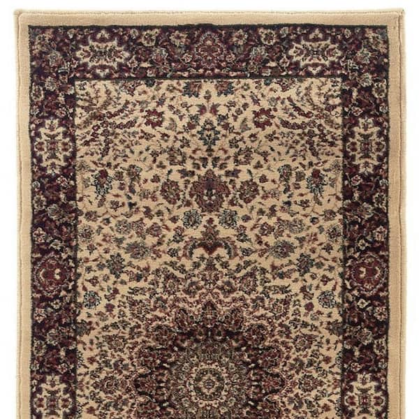 2 X 9 Ivory, Black Oriental Washable Area Rug Runner Rug