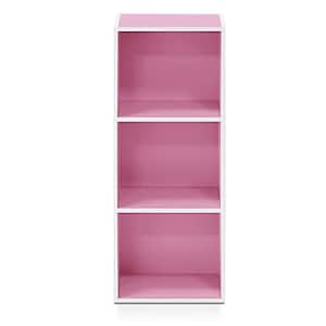 Tropika 31.49 in. Pink/White Faux Wood 3-shelf Standard Bookcase with Storage