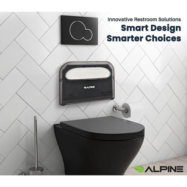 Black Wall Mount Half-Fold Plastic Toilet Seat Cover Dispenser (2-Pack)