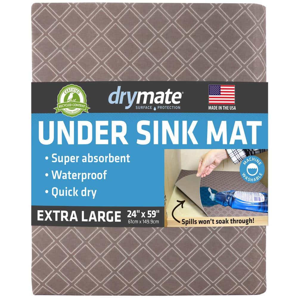 Premium Taupe 24 in. D x 59 in. L Solid Slip Resistant, Waterproof Under Si