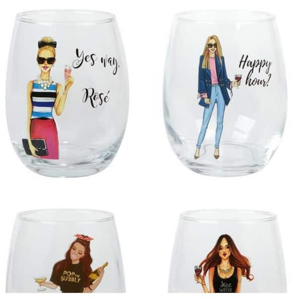 Wine Glass, Set of 2 Stemless Rolling Tumblers with Sayings for Whiskey &  Cocktails Cute & Funny - China Wine Glasses and Stemless Wine Glass price