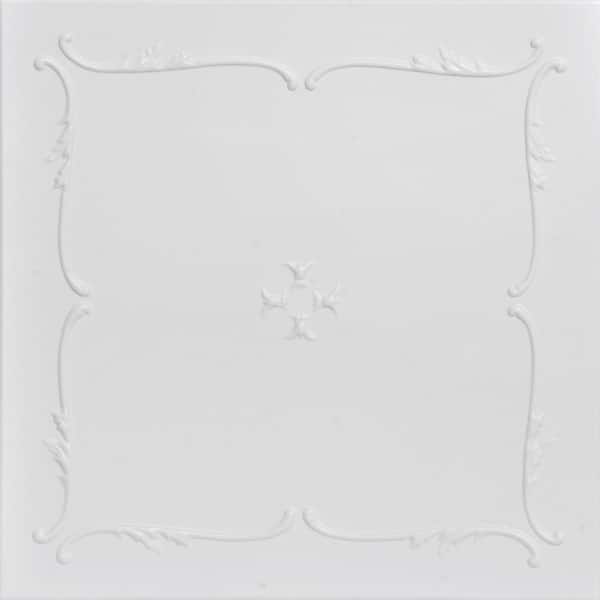 A La Maison Ceilings Spring Buds 1.6 ft. x 1.6 ft. Glue Up Foam Ceiling Tile in White Heron
