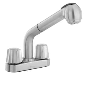 4 in. 2-Handle Centerset Pull-Out Laundry Faucet in Stainless Steel
