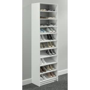 14 in. D x 25.375 in. W x 84 in. H White Shoe Storage Tower Wood Closet System Kit