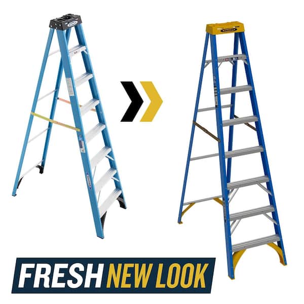 Werner 8 ft. Fiberglass Step Ladder (10 ft. Reach Height) with 250 lb. Load Capacity Type I Duty Rating