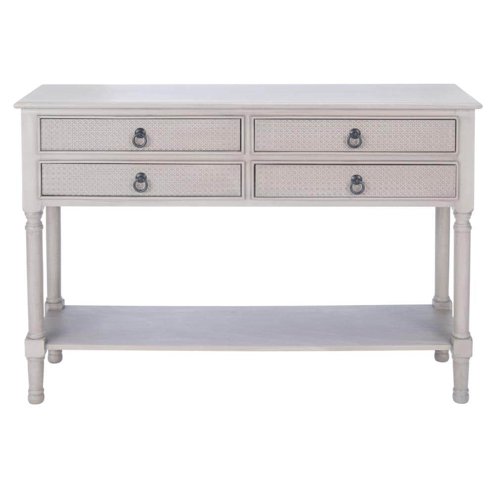 Greige Wood and Metal Hallway Table with Storage