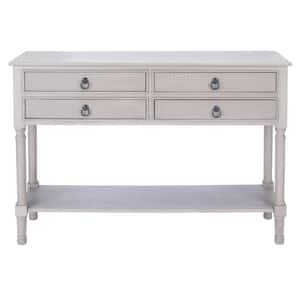 Haines 13 in. Greige Rectangle Wood Console Table with Drawer