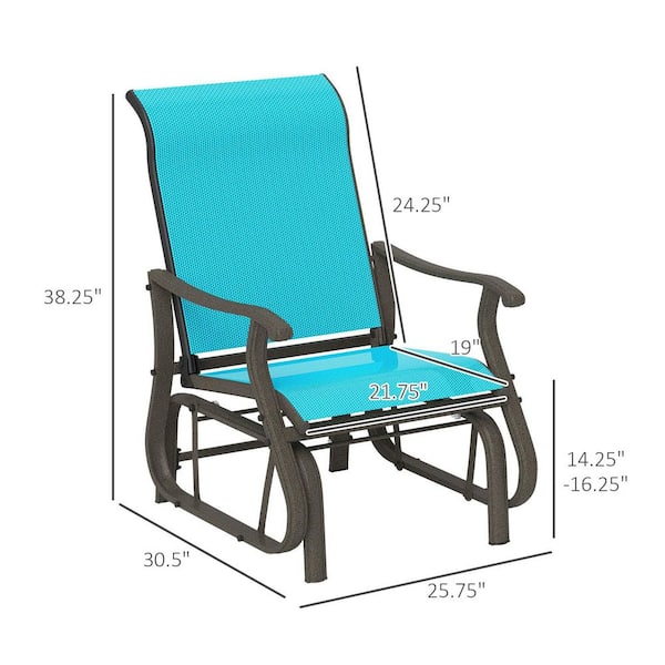 Blue Metal Outdoor Glider Chair Garden Glider Swing Chair Lounge