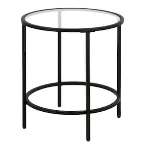 Sivil 20 in. Blackened Bronze Round Glass Side Table