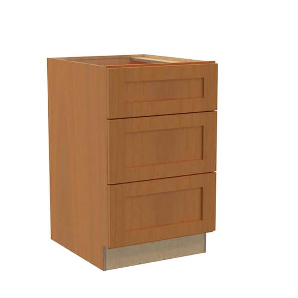 Home Decorators Collection Newport 21 in. W x 24 in. D x 34.5 in. H Assembled Plywood Drawer Base Kitchen Cabinet in Cinnamon with Soft Close