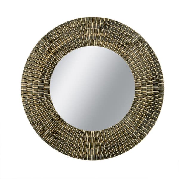 29.50 in W x 29.50 in. H Round Gold Wood Framed Mirror