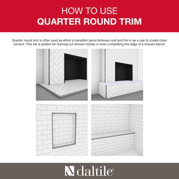 Restore Bright White 1 in. x 6 in. Glazed Ceramic Quarter Round Trim Tile (1.8 sq. ft./each)
