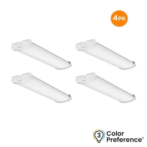 4-Pack 24 in. x 6 in. White Commercial LED Wrap Light Fixture 120-277V 3500K 4000K 5000K Lumen Boost Dimmable Warehouse