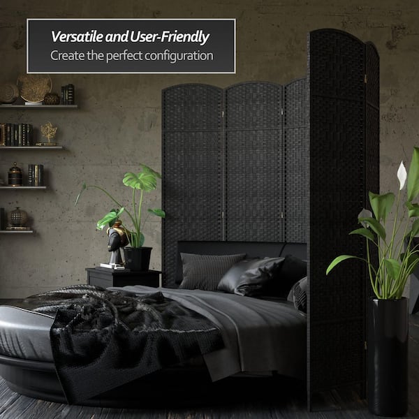 7 ft. Black 6-Panel Room Divider