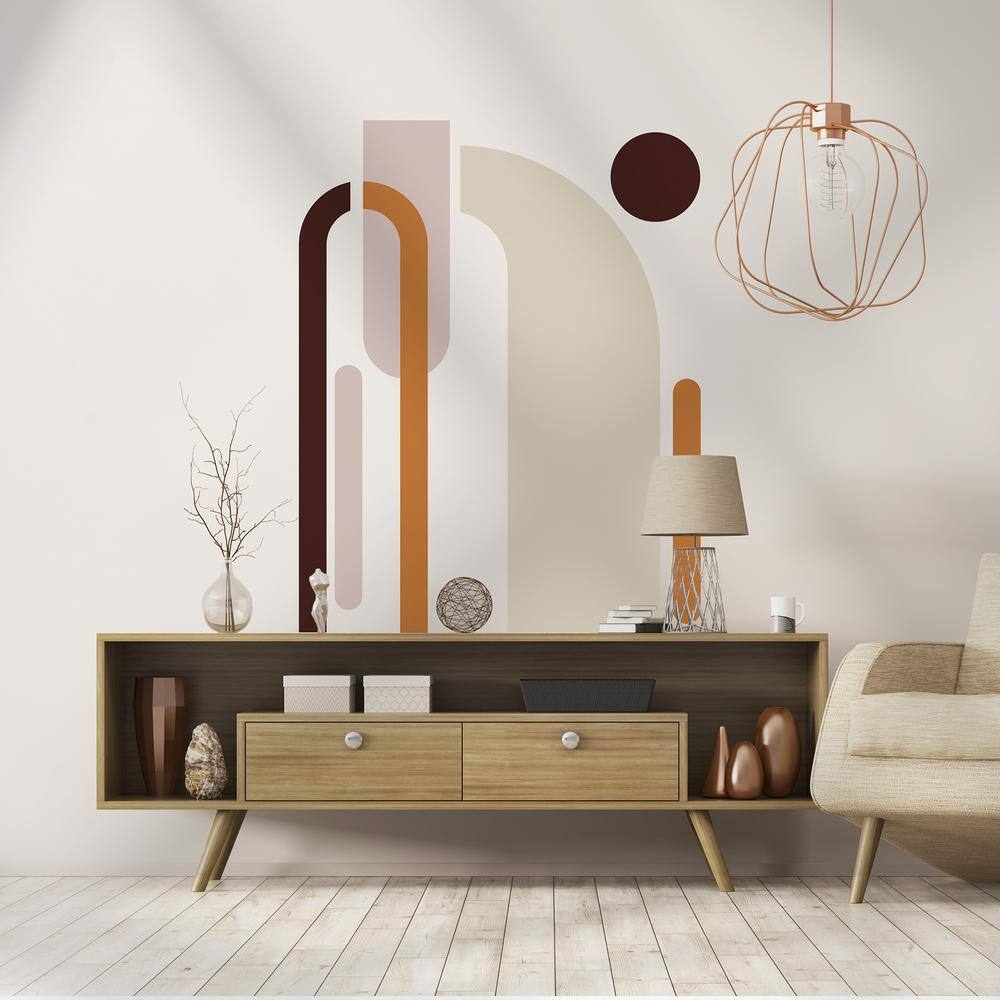 Neutral and Orange Arch Geometric Peel and Stick Wall Decals