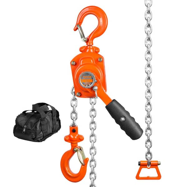 1/2 Ton Manual Lever Chain Hoist 5 ft. Long Chain Hoist with 360° Rotation  Hook and Double-Pawl Brake