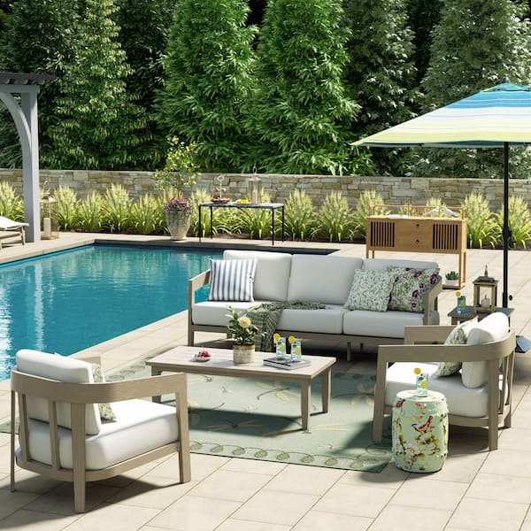 Harmonti 5-Piece Aluminum Outdoor Conversation Set with Warm White Cushions