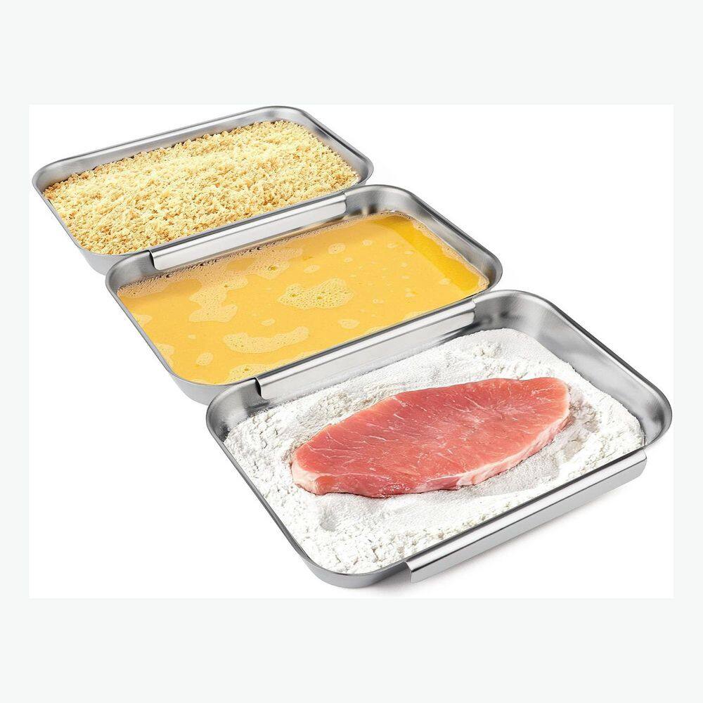 1 qt Stainless Steel Finish Baking Pan Set Cooktop Compatible Kitchen Tray Type Oven Safe with Rack 3 Piece price history on PriceWatchPro