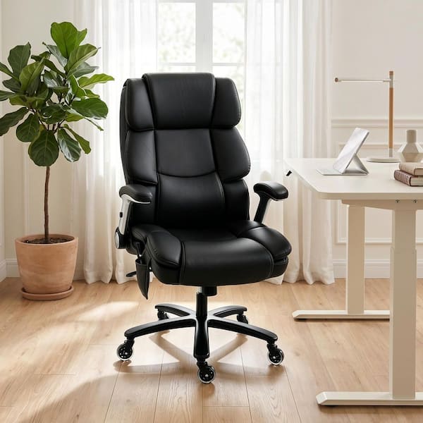 Office Chair Polyester Seat with Wheels Executive Chair in Black