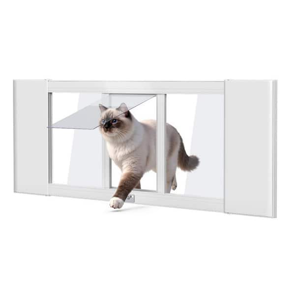 Cat Door for Window Full-Size Window Pet Doors Fits 23 in.-34 in. Width Windows Aluminum Frame Window Cat Door Insert