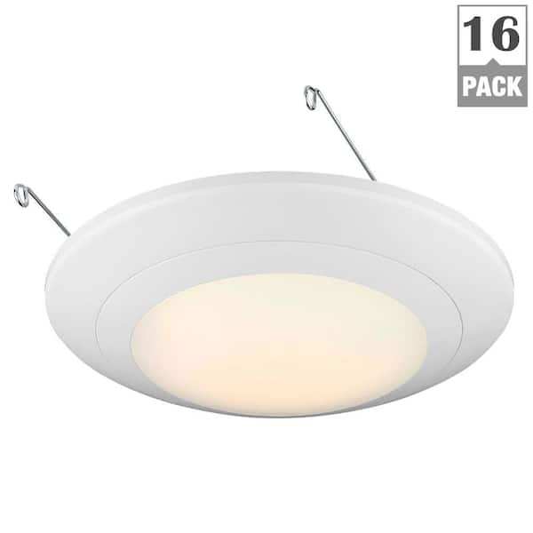 EnviroLite 6 in. White Integrated LED J-Box or Recessed Can Mounted LED Disk Light Trim, 2700K (16-Pack)