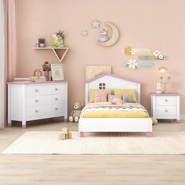 CSC DECOR INC Modern Wood 6-Drawers White/Pink Dresser Storage Cabinet for  Kids (47 in. W x 17 in. D x 30 in. H) XS-WF297964AAH - The Home Depot