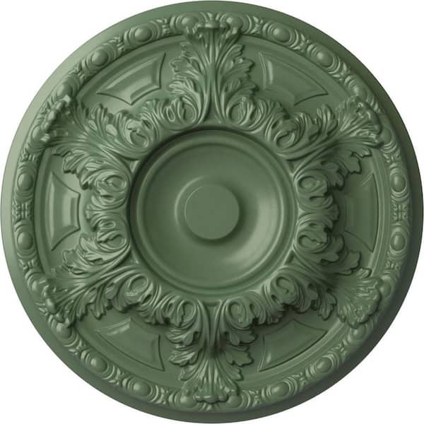 Ekena Millwork 19" x 1-1/2" Granada Urethane Ceiling (Fits Canopies upto 7-1/8"), Hand-Painted Athenian Green