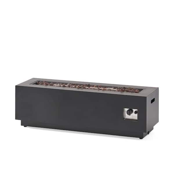 Tenleaf 48 in. Gray Metal Rectangular Outdoor Propane Gas Fire Pit Table