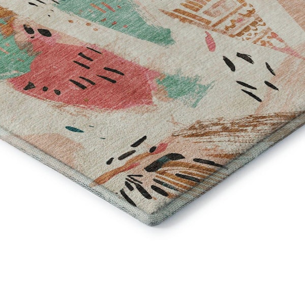 Mayfield Premium Machine Washable Abstract AMF1573 Ivory 2 ft. 3 in. x 7 ft. 6 in. Runner Rug