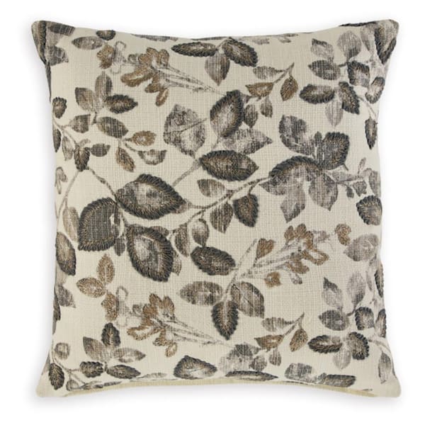 Signature DESIGN BY ASHLEY Holdenway Ivory/Gray Floral Polyester 20 in. L x 20 in. W Pillow