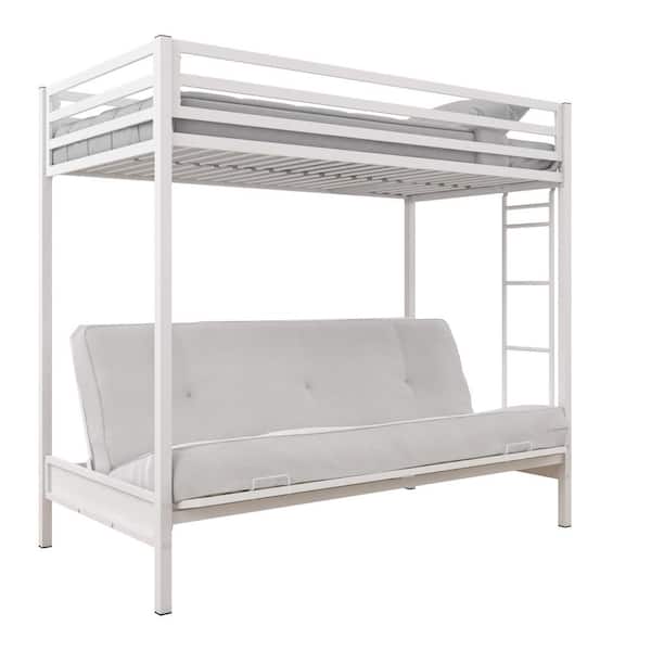 Dhp Mabel White Metal Twin Over Futon, Argos Home Metal Bunk Bed Frame With Black Futon Instructions