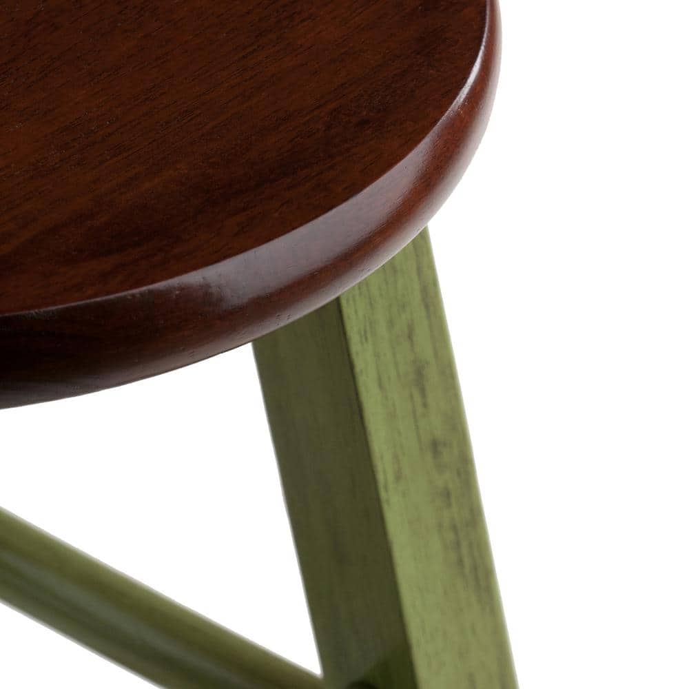 Transitional Rustic Green Wood 29" Backless Bar Stool