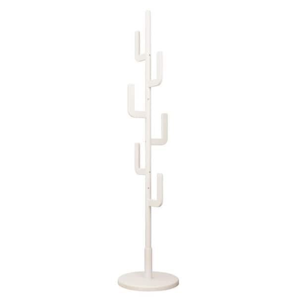 Angel Sar Walnut Unique Design Cactus Standing Coat Rack, Adjustable Height Wooden Coat Rack Stand for Entryway Bedroom Coats Bags