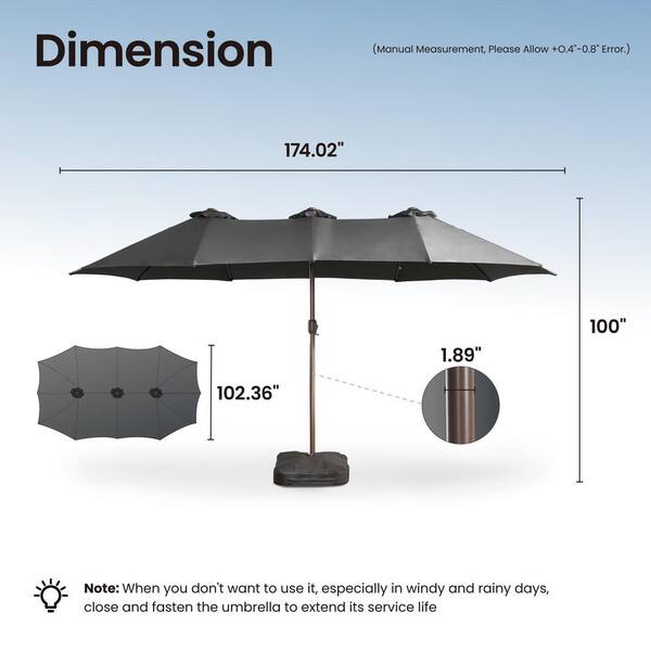 best double-sided patio umbrella 15 Feet Twin with Crank and Base-Red Made from high Costway 15FT Double-Sided Twin Patio