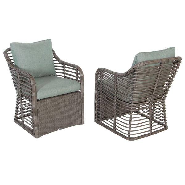 Hampton Bay Cane Crossing All-Weather Wicker Patio Chat Chairs with Spa Cushions (2-Pack)