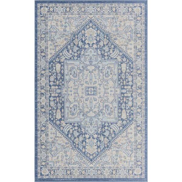 Unique Loom Whitney Milano French Blue 5 ft. 3 in. x 8 ft. Area Rug ...