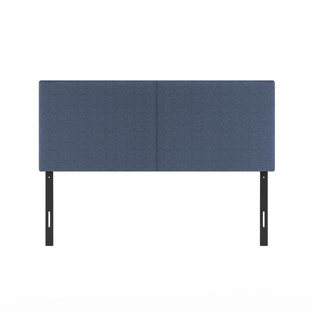 Denim Upholstered Full Headboard with Black Metal Legs