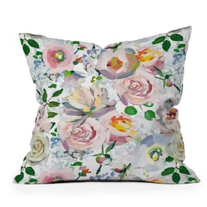 Multi Color UtArt Hand Drawn Vintage Spring Claude Monet Botanical Flower Garden 18 in. x 18 in. Throw Pillow