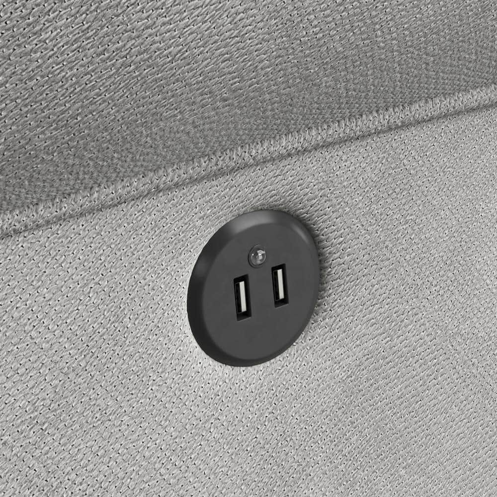 Serenity Wingback Steel Gray Swivel Recliner with USB Port