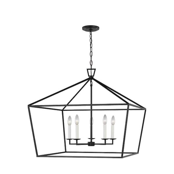 Generation Lighting Dianna 5-Light Midnight Black Wide Hanging Pendant